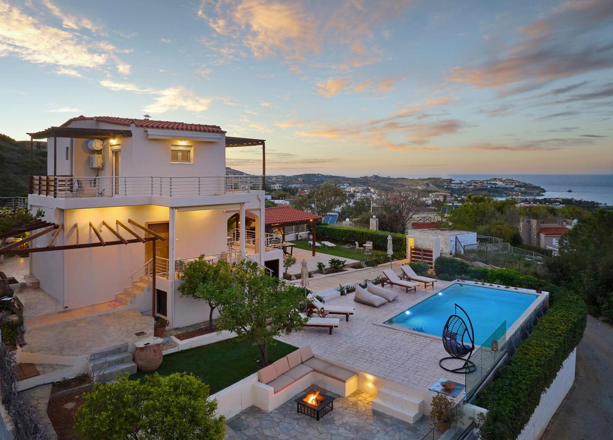 Spacious Villa With Private Eco-Pool And Panoramic Sea View Agia Pelagia Exteriör bild