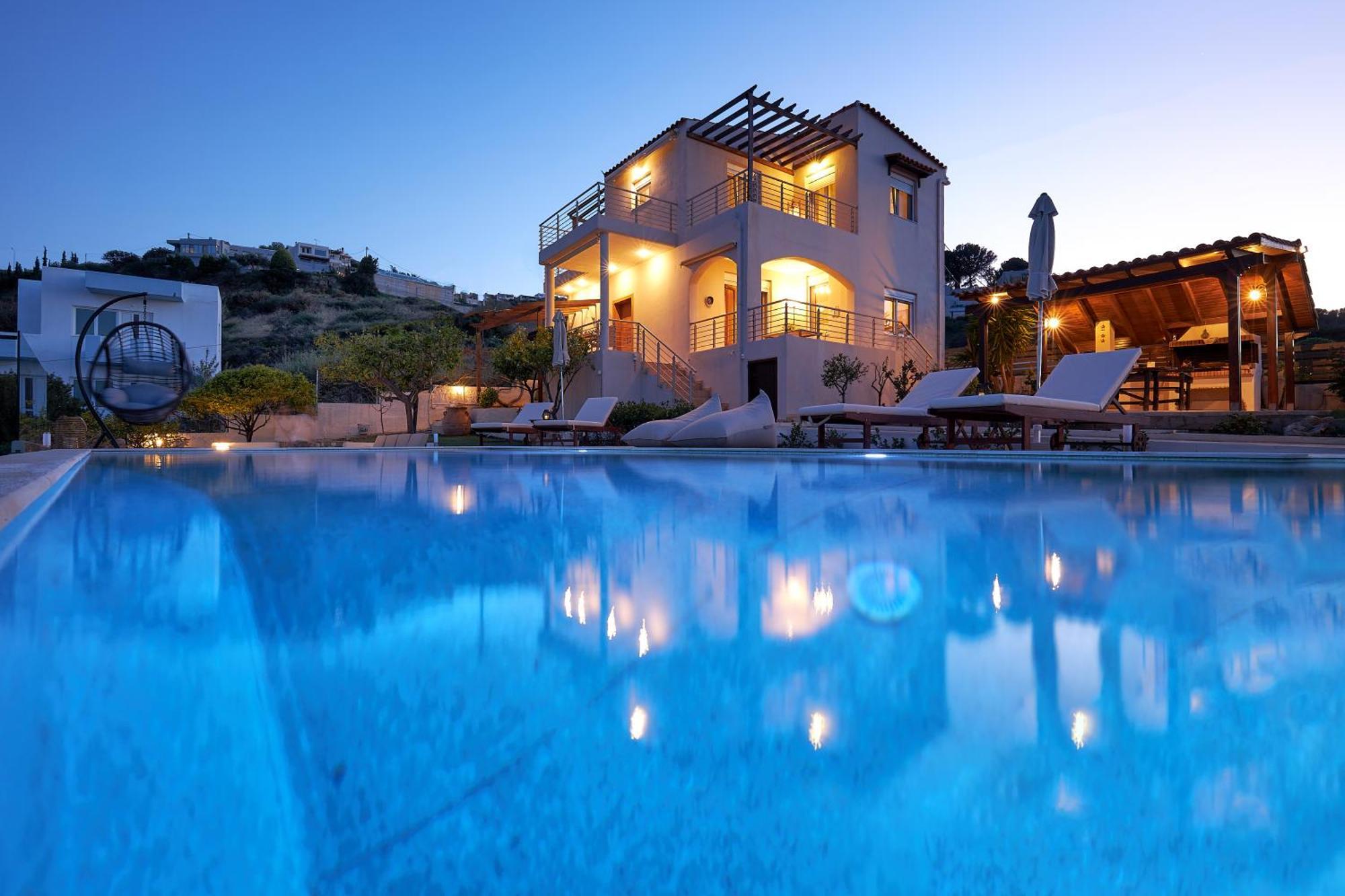 Spacious Villa With Private Eco-Pool And Panoramic Sea View Agia Pelagia Exteriör bild