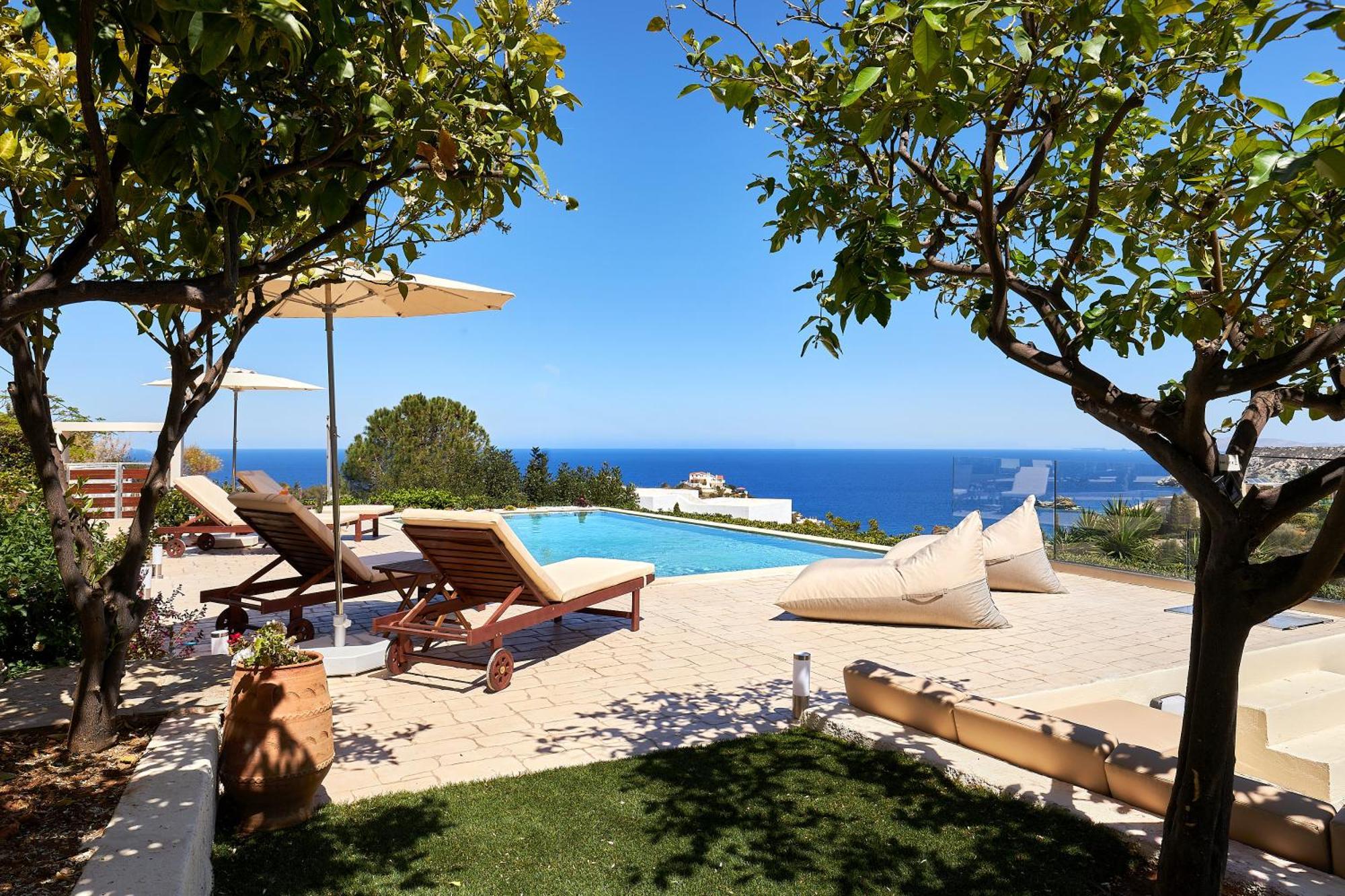 Spacious Villa With Private Eco-Pool And Panoramic Sea View Agia Pelagia Exteriör bild