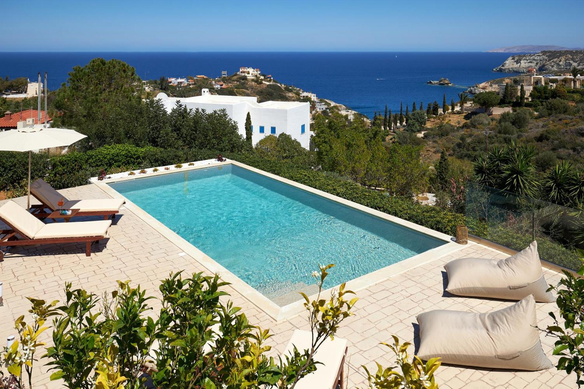 Spacious Villa With Private Eco-Pool And Panoramic Sea View Agia Pelagia Exteriör bild