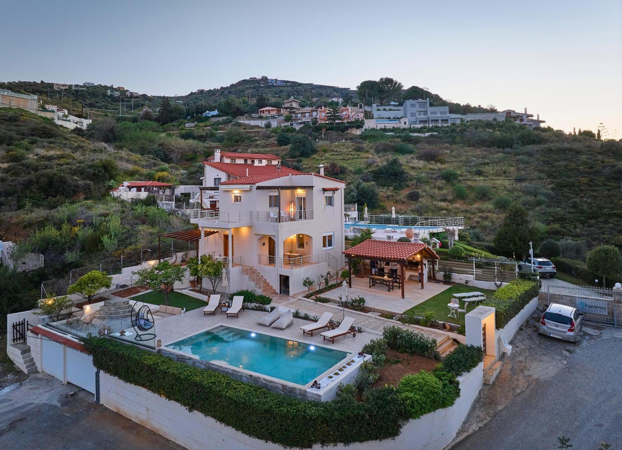 Spacious Villa With Private Eco-Pool And Panoramic Sea View Agia Pelagia Exteriör bild