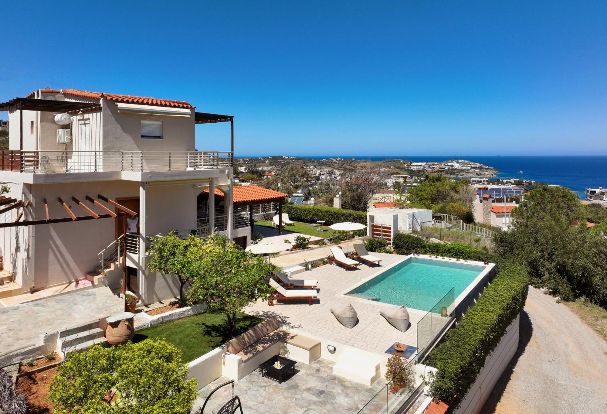 Spacious Villa With Private Eco-Pool And Panoramic Sea View Agia Pelagia Exteriör bild