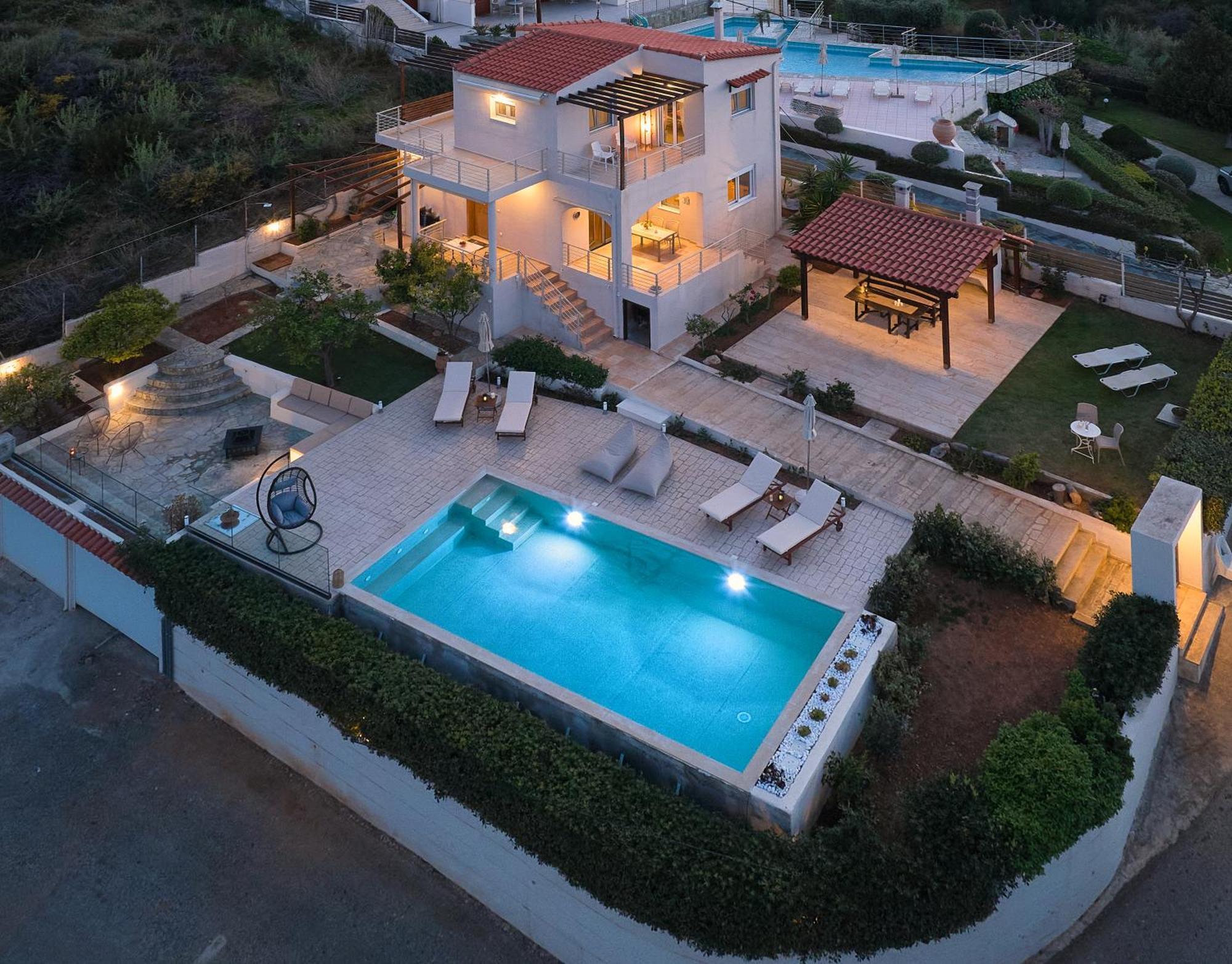 Spacious Villa With Private Eco-Pool And Panoramic Sea View Agia Pelagia Exteriör bild