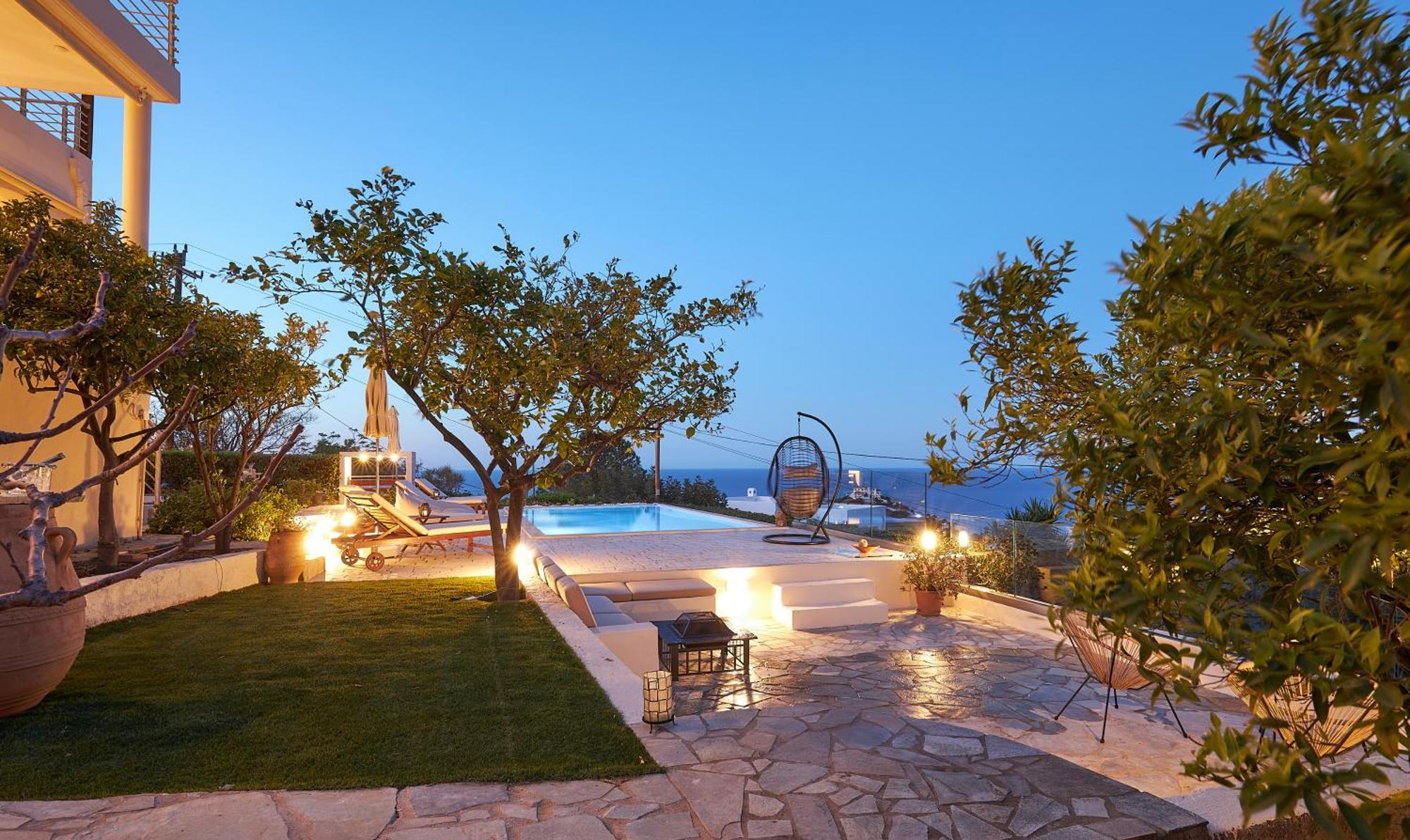 Spacious Villa With Private Eco-Pool And Panoramic Sea View Agia Pelagia Exteriör bild