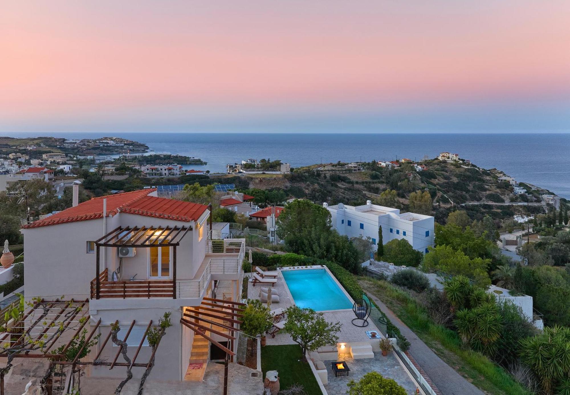 Spacious Villa With Private Eco-Pool And Panoramic Sea View Agia Pelagia Exteriör bild